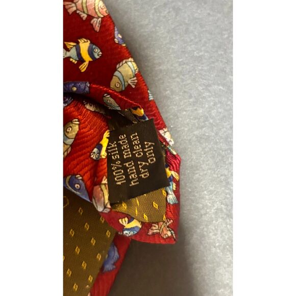 Stonehenge Silk Tie Red Multicolor Tropical Fish Novelty Print Necktie Menswear - Picture 4 of 5